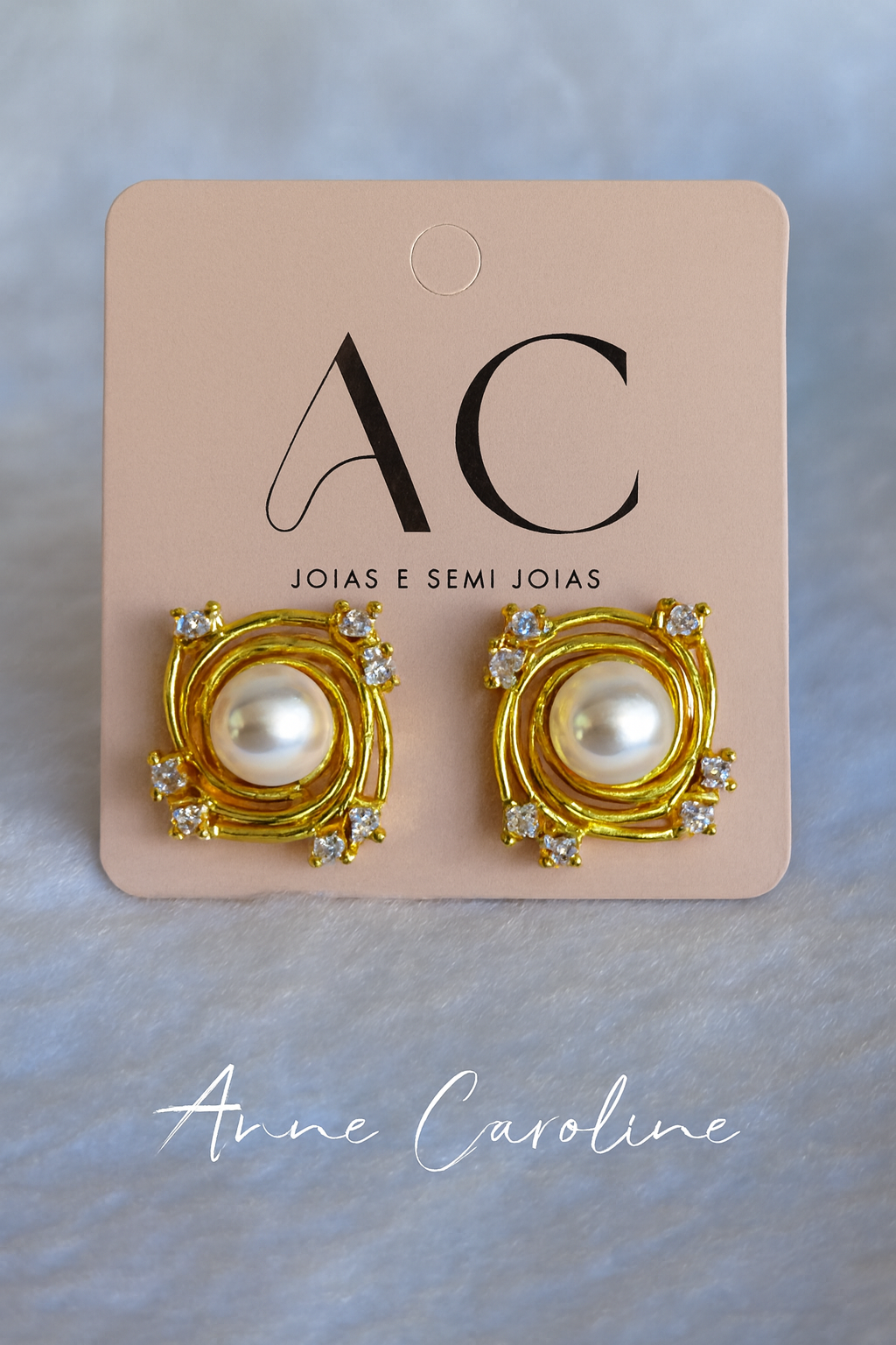 💎Brinco Pérola com Zircônia