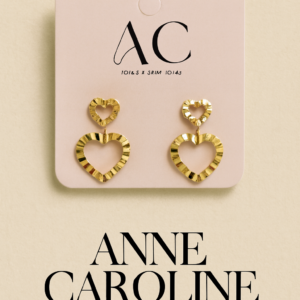 ❤️ Brinco Duplo Orgânico Vazado de Coração 18k