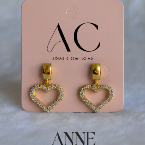 ❤️ Brinco de Micro Zircônia em Formato de Coração 18k