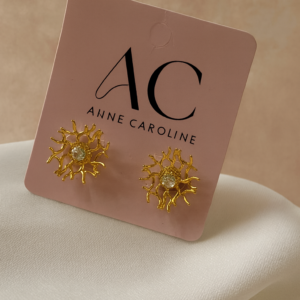 ✨🌿Brinco Galho com Zircônia no Centro