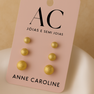 ✨⚜️ Brinco Trio de Esferas em Ouro 18k